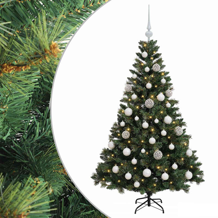Brad de Crăciun artificial cu globuri 150 cm 150 LED-uri WALTI