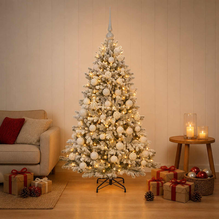 Brad de Crăciun artificial cu globuri 150 cm 150 LED-uri WALTI