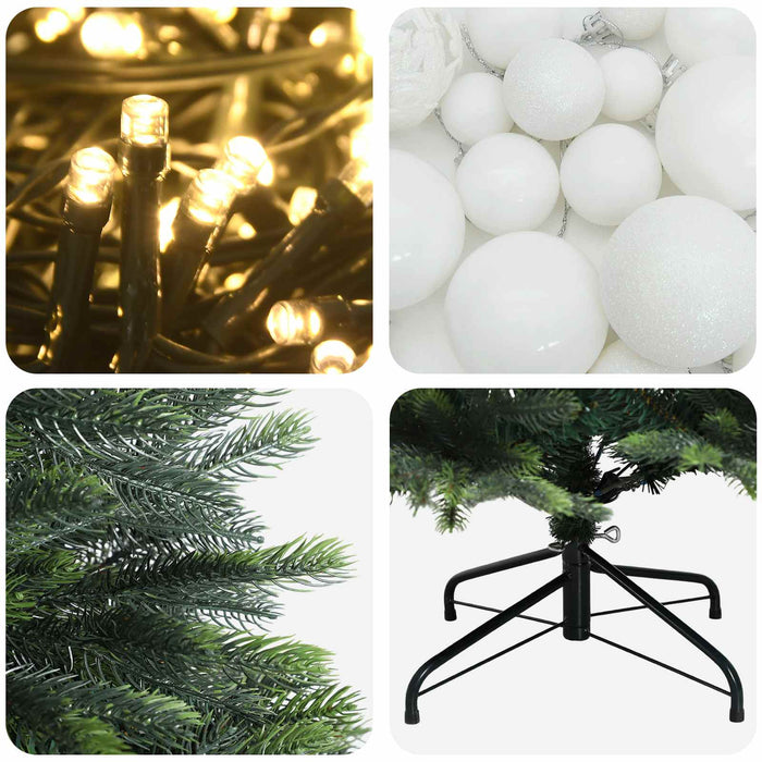 Brad de Crăciun artificial cu globuri 120 cm 150 LED-uri WALTI