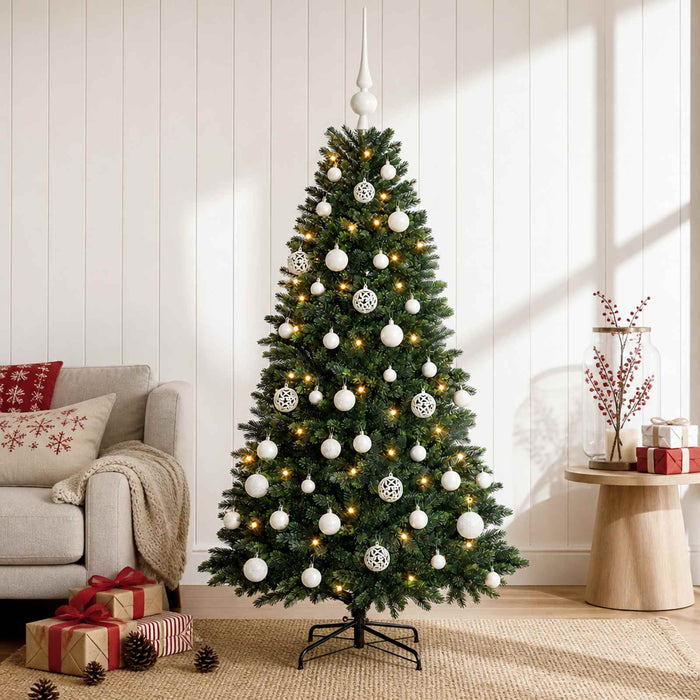 Brad de Crăciun artificial cu globuri 120 cm 150 LED-uri WALTI