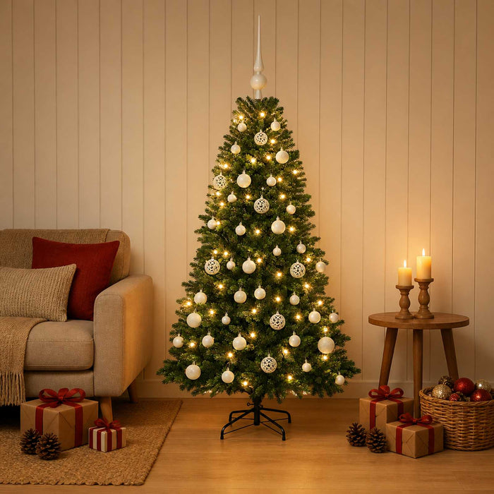 Brad de Crăciun artificial cu globuri 120 cm 150 LED-uri WALTI