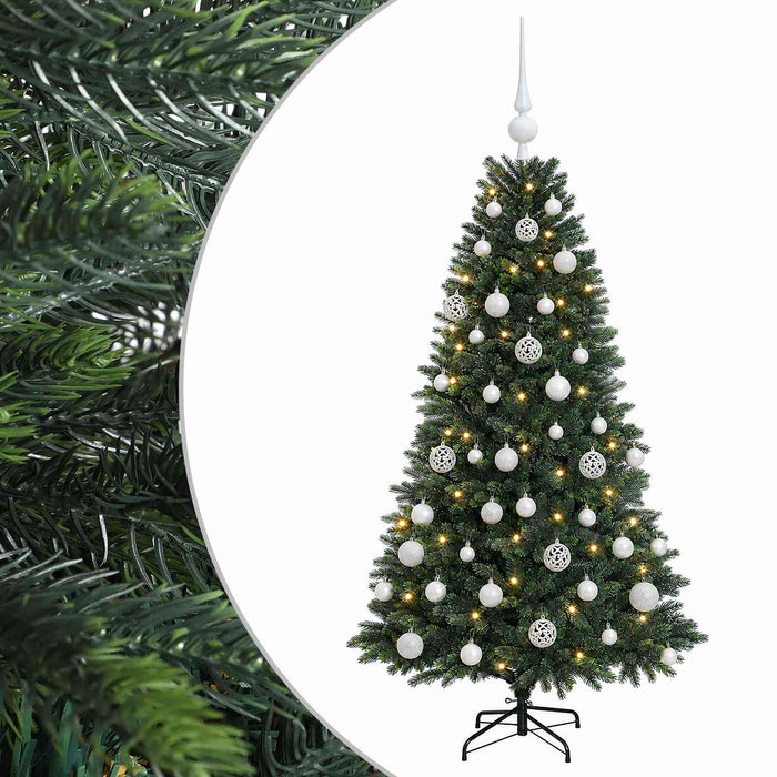 Brad de Crăciun artificial cu globuri 150 cm 150 LED-uri WALTI