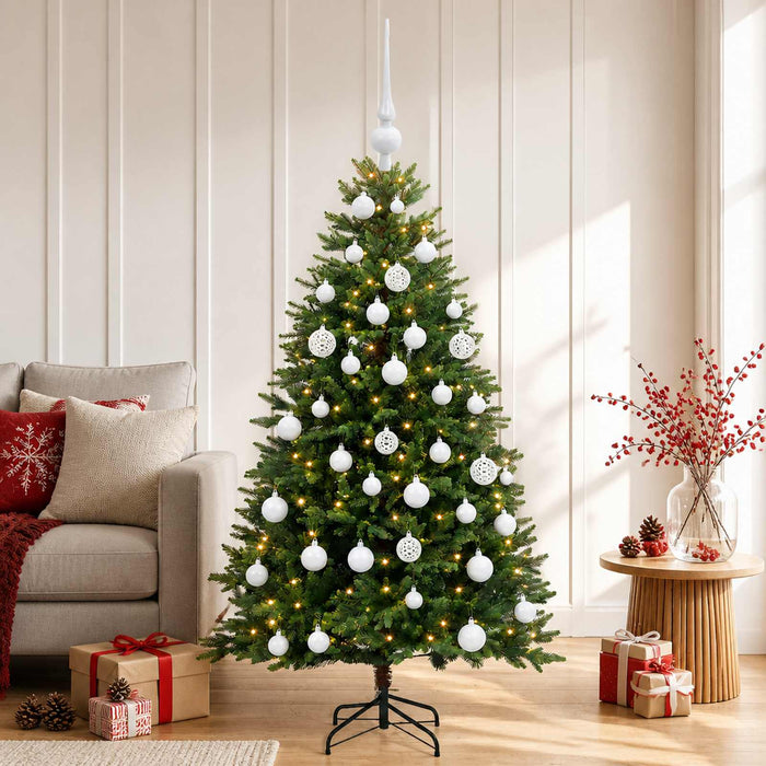 Brad de Crăciun artificial cu globuri 150 cm 150 LED-uri - WALTI WALTI