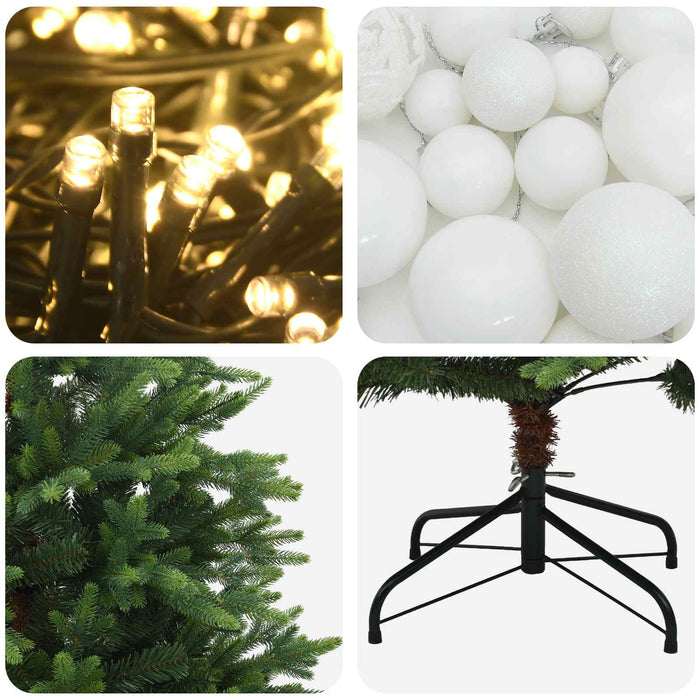 Brad de Crăciun artificial cu globuri 150 cm 150 LED-uri - WALTI WALTI