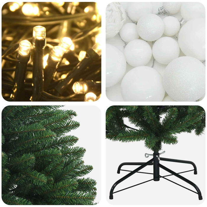 Brad de Crăciun artificial, verde mediu, cu globuri 150 cm WALTI