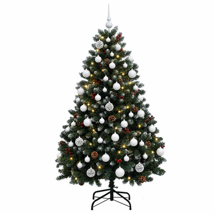 Brad de Crăciun artificial verde cu globuri 150 cm 150 LED-uri WALTI