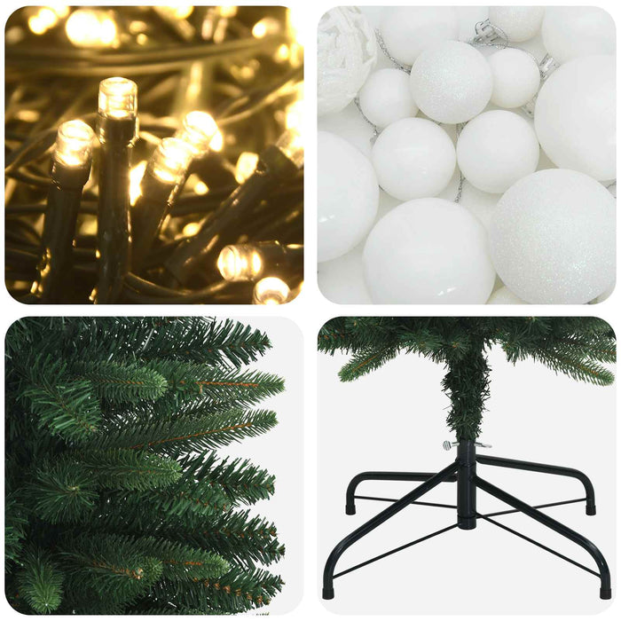 Brad de Crăciun artificial îngust cu globuri 150 cm 150 LED-uri WALTI