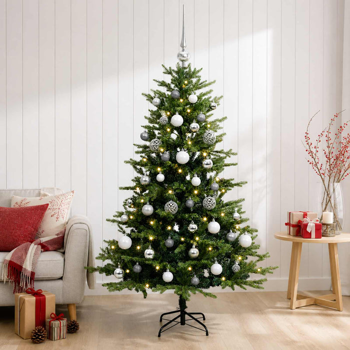 Brad de Crăciun artificial cu globuri 150 cm 150 LED-uri - WALTI WALTI