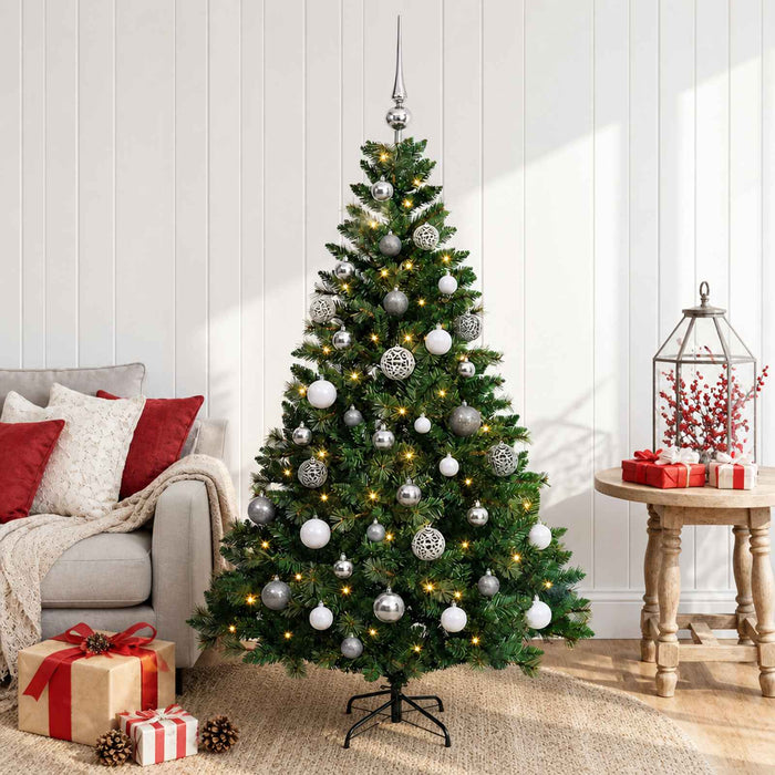 Brad de Crăciun artificial cu globuri 150 cm 150 LED-uri - WALTI WALTI