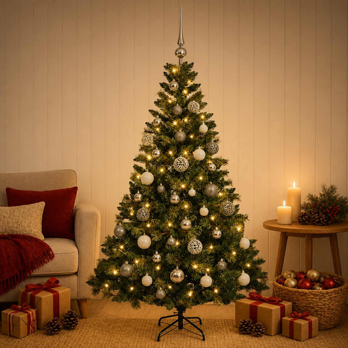 Brad de Crăciun artificial cu globuri 150 cm 150 LED-uri - WALTI WALTI