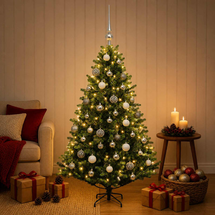 Brad de Crăciun artificial cu globuri 150 cm 150 LED-uri - WALTI WALTI