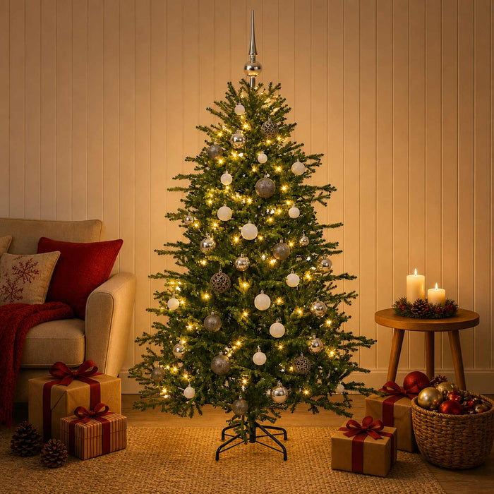 Brad de Crăciun artificial cu glob 120 cm 150 LED-uri Alb cald - WALTI WALTI