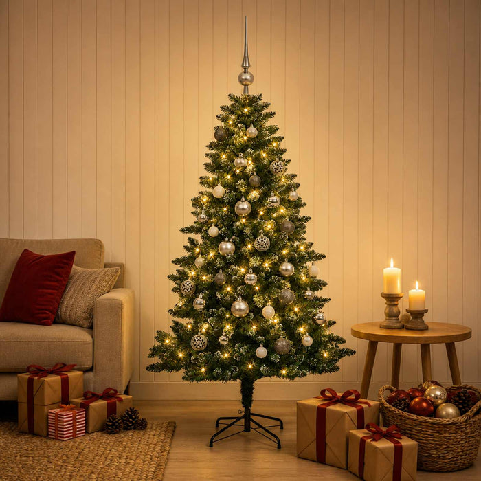 Brad de Crăciun artificial cu globuri 150 cm 150 LED-uri - WALTI WALTI