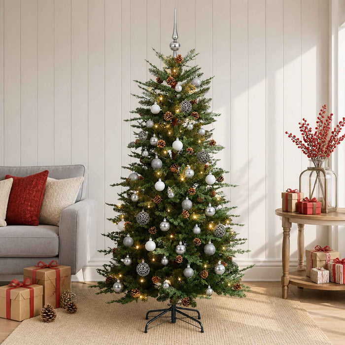 Brad de Crăciun artificial cu glob 120 cm 150 LED-uri Alb cald - WALTI WALTI
