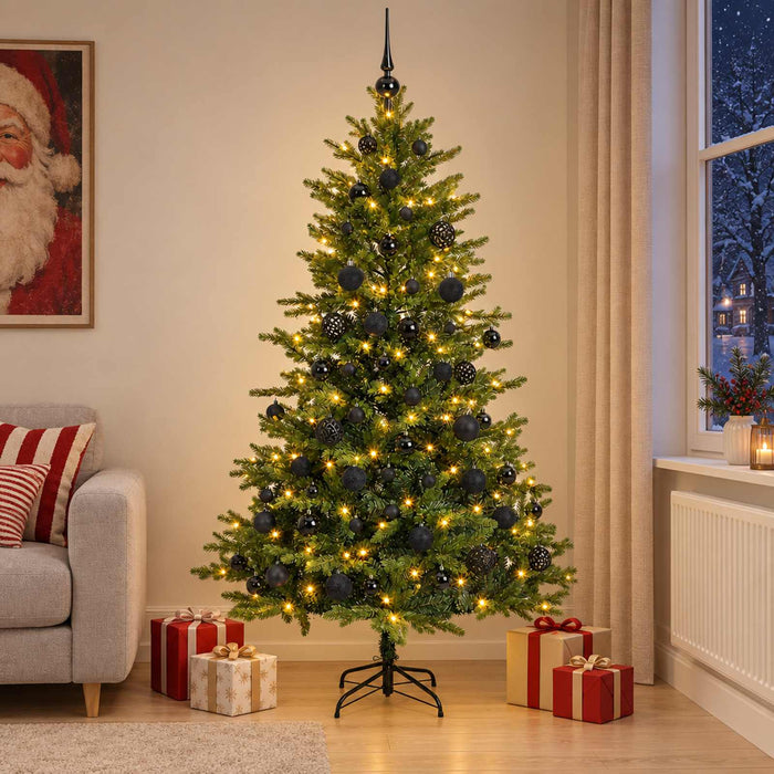 Brad de Crăciun artificial cu globuri 210 cm 300 LED-uri - WALTI WALTI