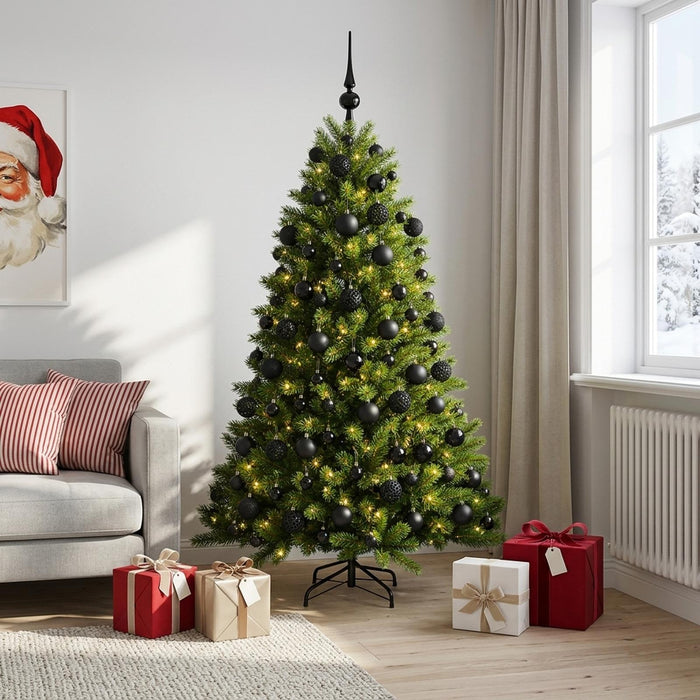 Brad de Crăciun artificial cu globuri 210 cm 300 LED-uri - WALTI WALTI