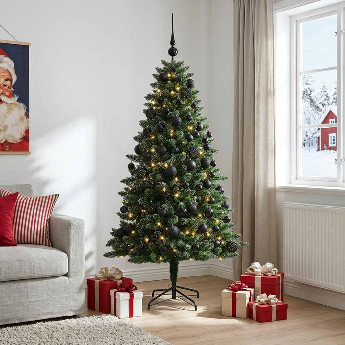 Brad de Crăciun artificial cu globuri 210 cm 300 LED-uri - WALTI WALTI