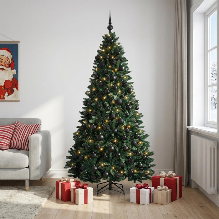 Brad de Crăciun artificial, verde închis, cu globuri 210 cm WALTI