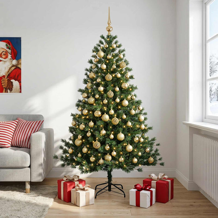 Brad de Crăciun artificial cu glob 210 cm 300 LED-uri Alb cald - WALTI WALTI