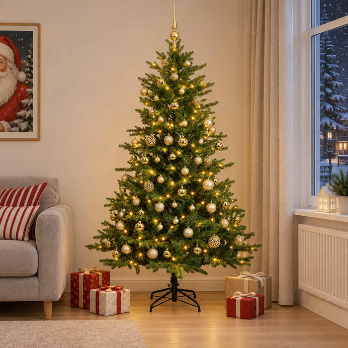 Brad de Crăciun artificial cu globuri 180 cm 300 LED-uri - WALTI WALTI