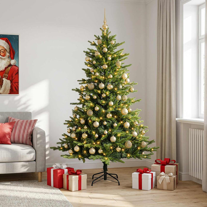Brad de Crăciun artificial cu globuri 180 cm 300 LED-uri - WALTI WALTI