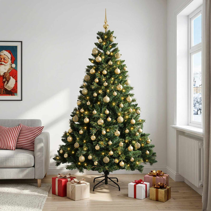 Brad de Crăciun artificial cu globuri 240 cm 300 LED-uri - WALTI WALTI