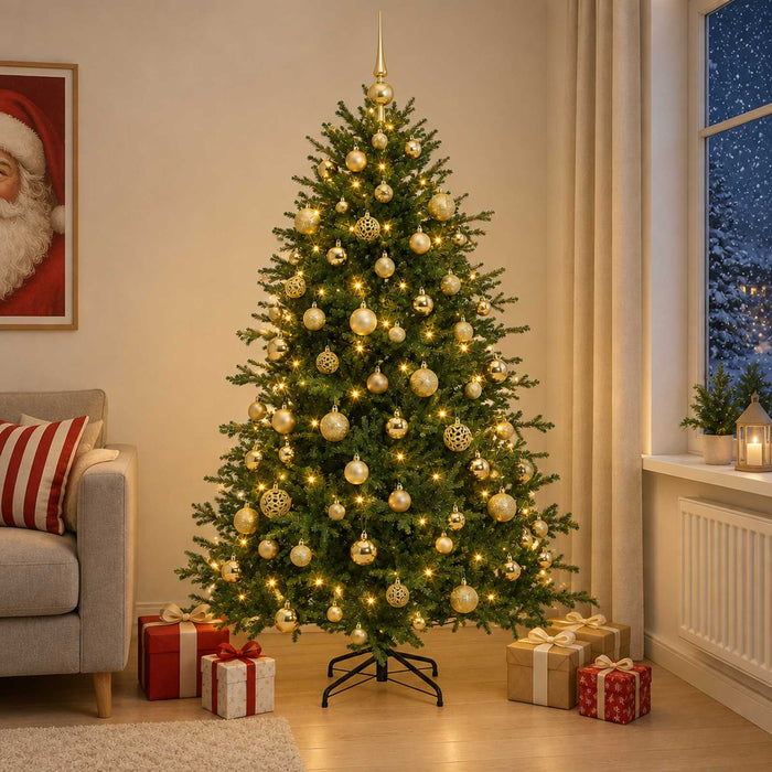 Brad de Crăciun artificial cu glob 210 cm 300 LED-uri Alb cald WALTI