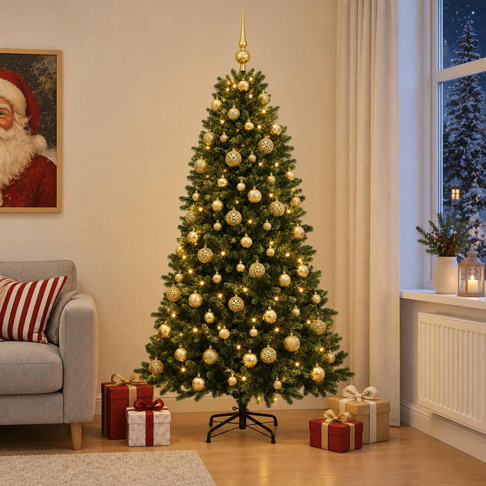 Brad de Crăciun artificial cu globuri 210 cm 300 LED-uri - WALTI WALTI