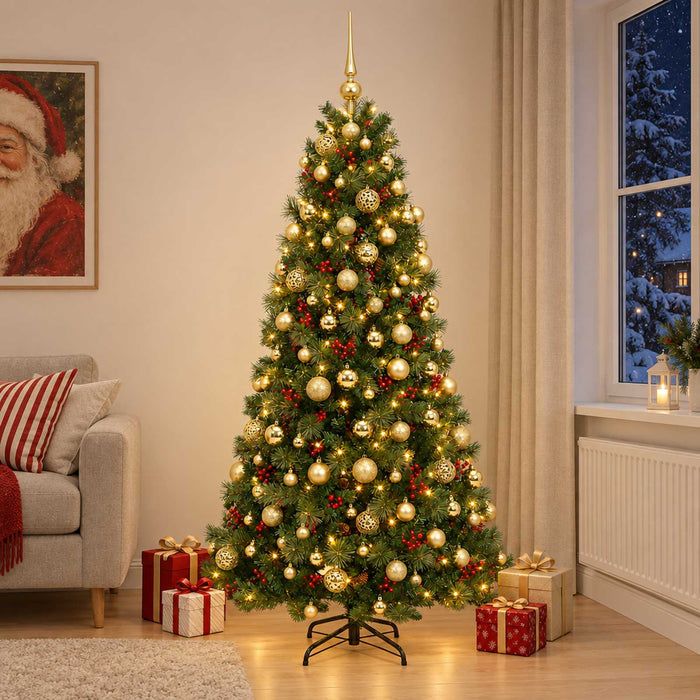 Brad de Crăciun artificial cu glob 210 cm 300 LED-uri Alb cald - WALTI WALTI
