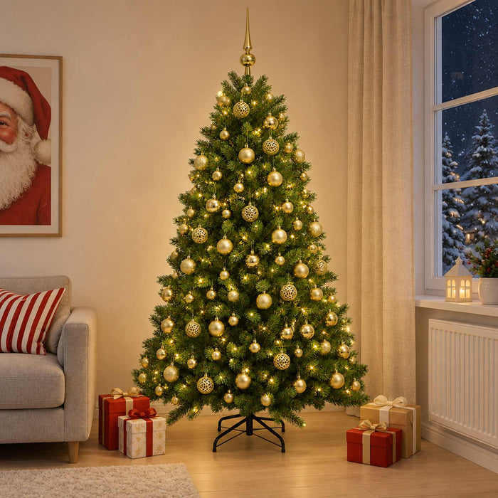 Brad de Crăciun artificial cu globuri 240 cm 300 LED-uri - WALTI WALTI
