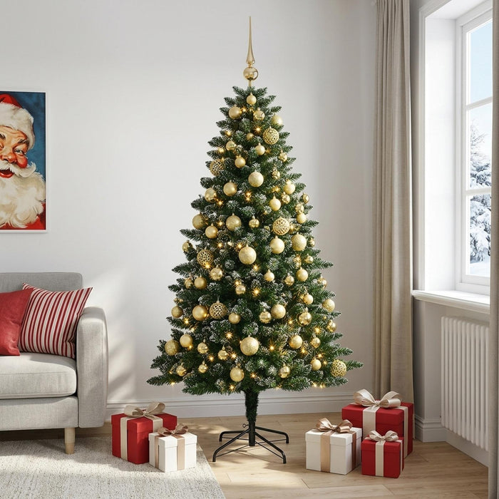 Brad de Crăciun artificial cu globuri 210 cm 300 LED-uri - WALTI WALTI