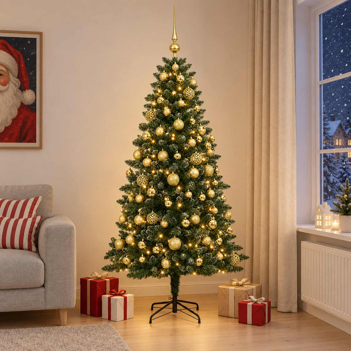 Brad de Crăciun artificial cu globuri 210 cm 300 LED-uri - WALTI WALTI