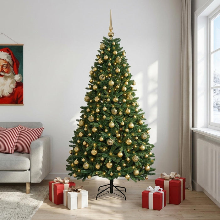 Brad de Crăciun artificial, verde mediu, cu globuri 240 cm - WALTI WALTI