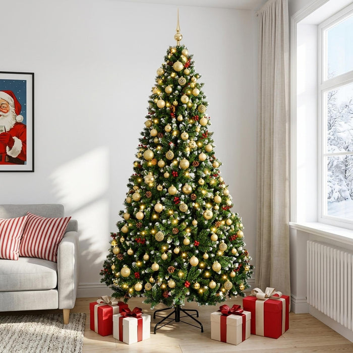 Brad de Crăciun artificial verde cu globuri 210 cm 300 LED-uri - WALTI WALTI