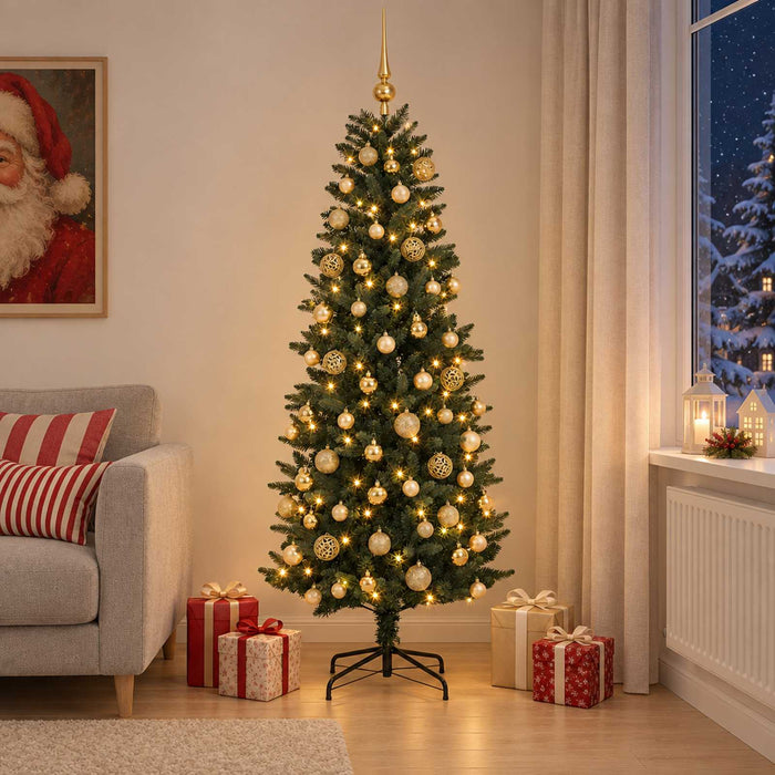 Brad de Crăciun artificial cu globuri 210 cm 300 LED-uri - WALTI WALTI