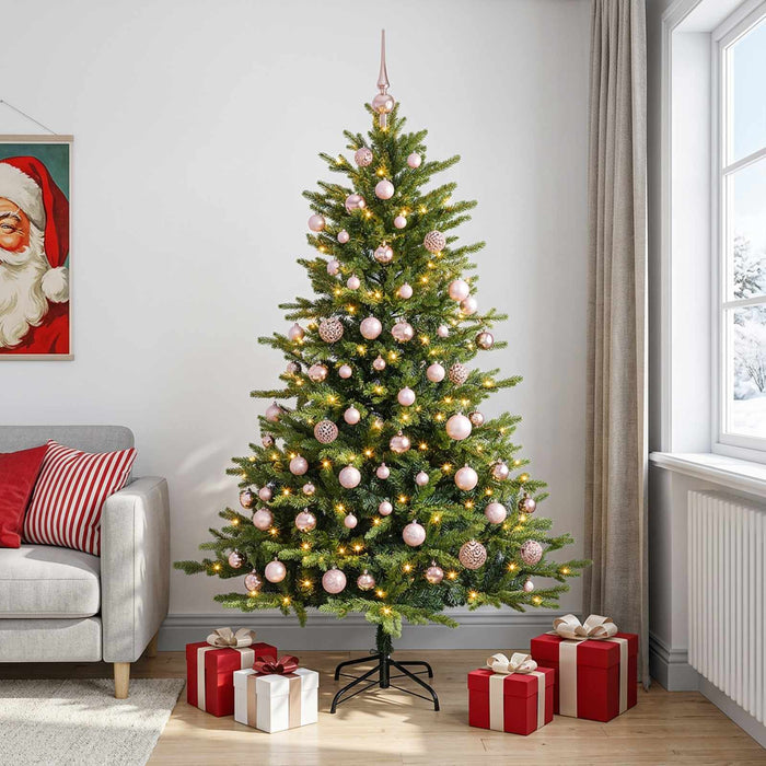 Brad de Crăciun artificial cu globuri 240 cm 300 LED-uri WALTI