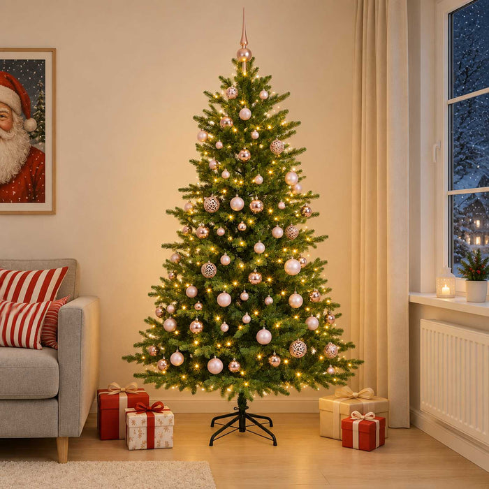 Brad de Crăciun artificial cu globuri 210 cm 300 LED-uri - WALTI WALTI