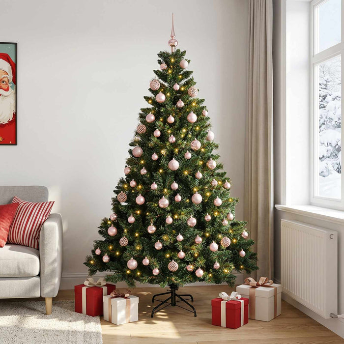 Brad de Crăciun artificial cu globuri 210 cm 300 LED-uri - WALTI WALTI