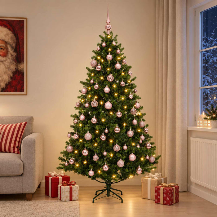 Brad de Crăciun artificial cu globuri 210 cm 300 LED-uri WALTI