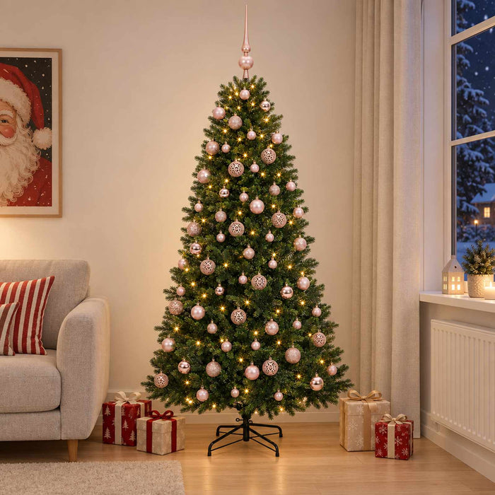 Brad de Crăciun artificial cu globuri 240 cm 300 LED-uri WALTI