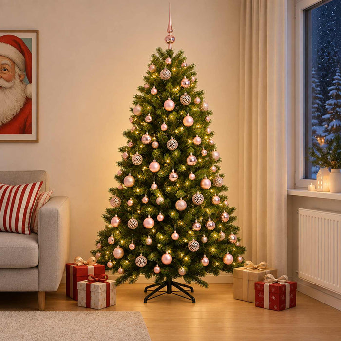 Brad de Crăciun artificial cu globuri 210 cm 300 LED-uri - WALTI WALTI