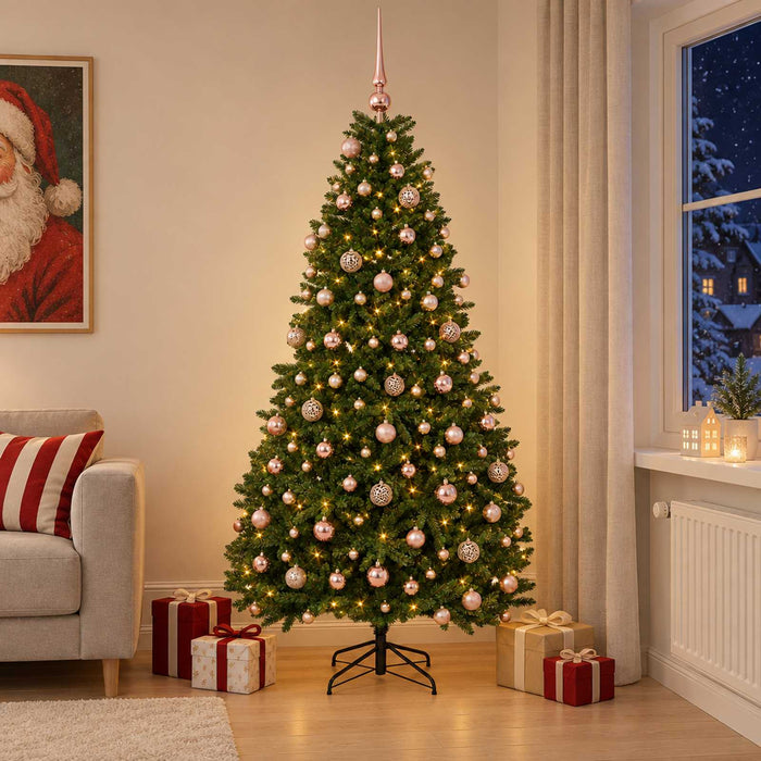 Brad de Crăciun artificial, verde mediu, cu globuri 210 cm WALTI