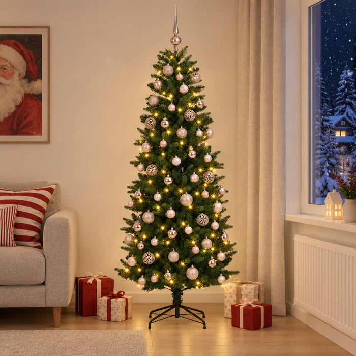 Brad de Crăciun artificial cu globuri 240 cm 300 LED-uri WALTI