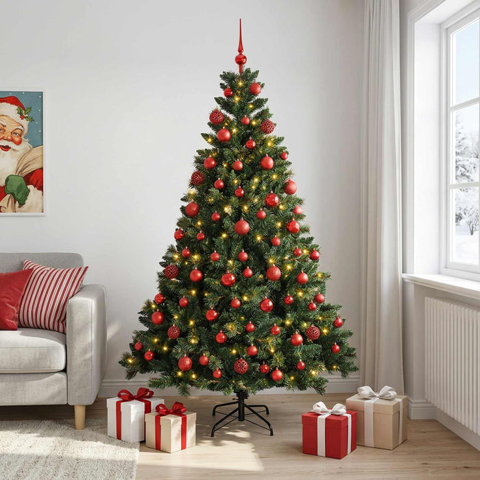 Brad de Crăciun artificial cu globuri 210 cm 300 LED-uri - WALTI WALTI