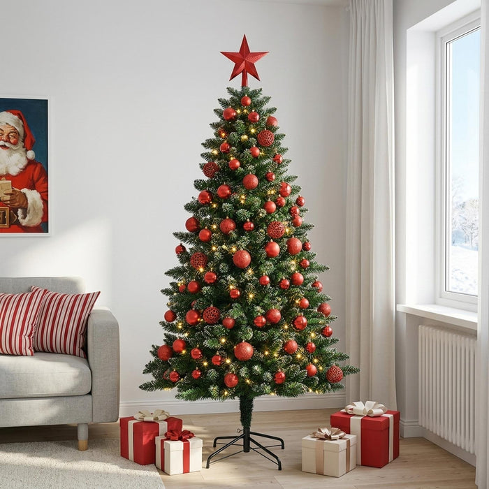 Brad de Crăciun artificial cu globuri 210 cm 300 LED-uri - WALTI WALTI