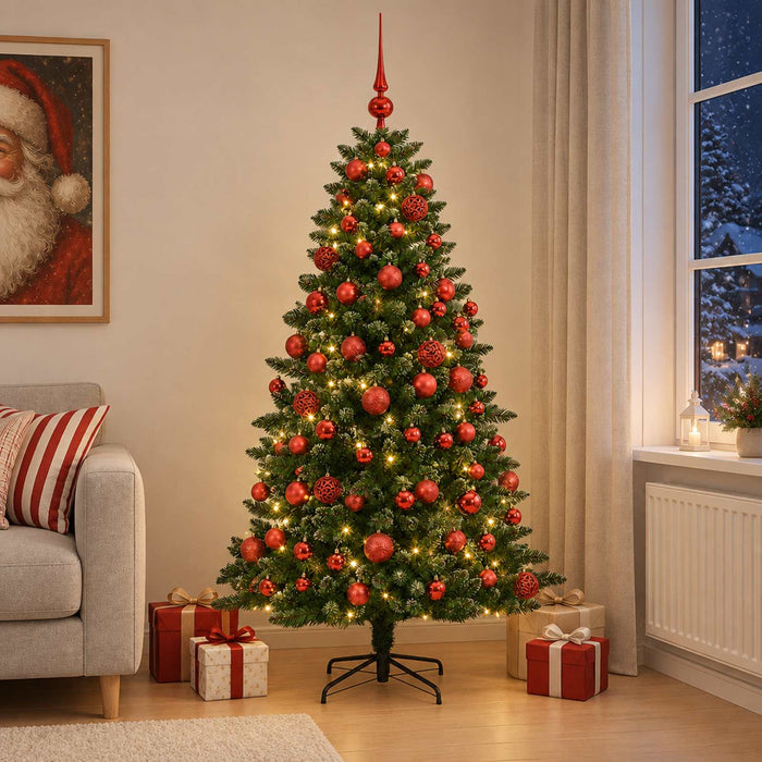 Brad de Crăciun artificial cu globuri 210 cm 300 LED-uri - WALTI WALTI