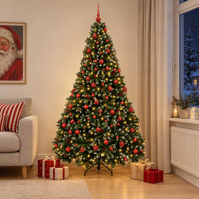 Brad de Crăciun artificial verde cu globuri 210 cm 300 LED-uri - WALTI WALTI
