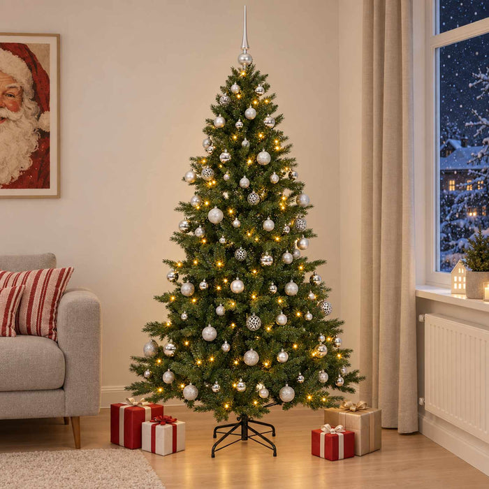 Brad de Crăciun artificial cu glob 180 cm 300 LED-uri Alb cald - WALTI WALTI