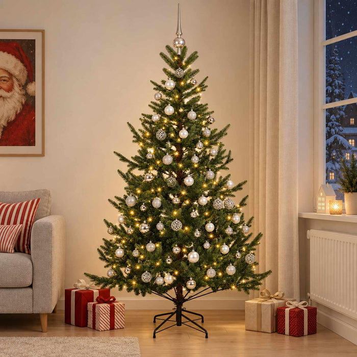 Brad de Crăciun artificial cu glob 180 cm 300 LED-uri Alb cald - WALTI WALTI