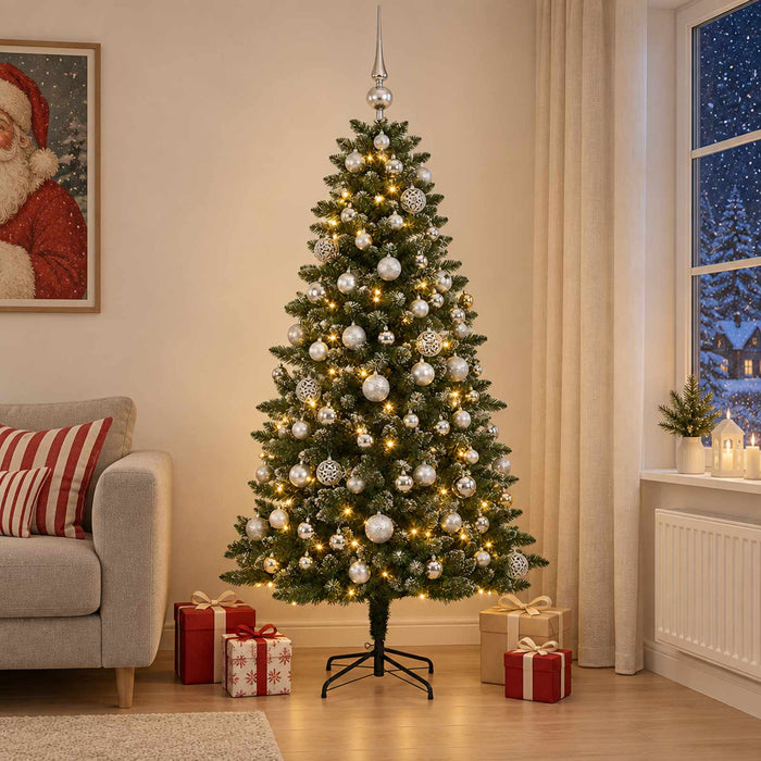 Brad de Crăciun artificial cu globuri 210 cm 300 LED-uri - WALTI WALTI